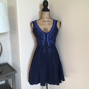Free people navy blue linen dress. Size S.